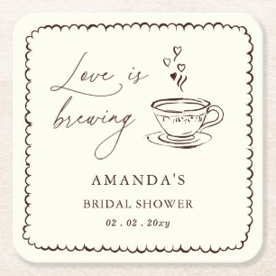 Simple Love brygger kaffe Bröllopsdusch Underlägg Papper Kvadrat