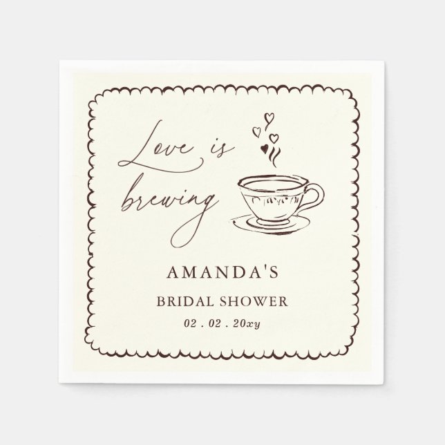 Simple Love is Brewing Coffee Bridal Shower  Pappersservett (Framsidan)