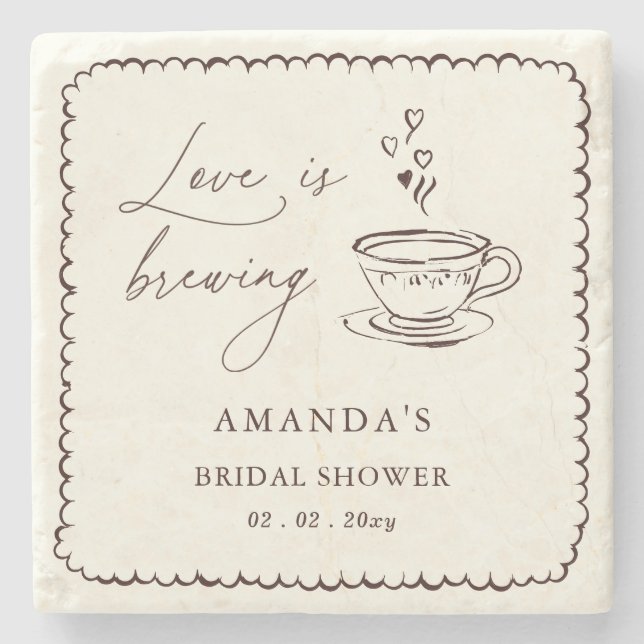 Simple Love is Brewing Coffee Bröllopsdusch  Stenunderlägg (Framsidan)