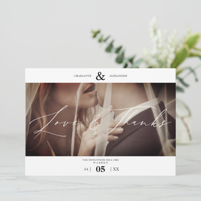 Simple Love & Thanks Custom Photo Couple Wedding (Stående Fram)