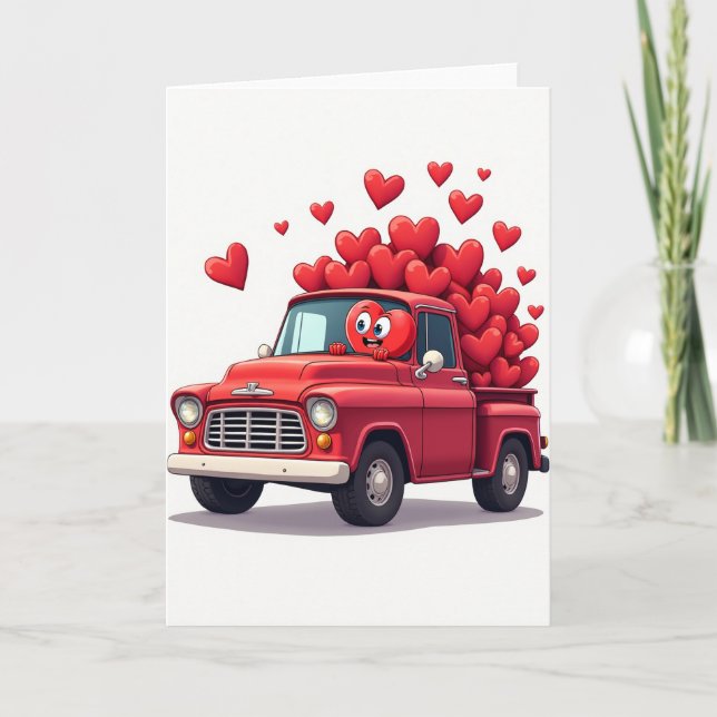 Simple Love Truck Hearts Card Kort (Framsida)