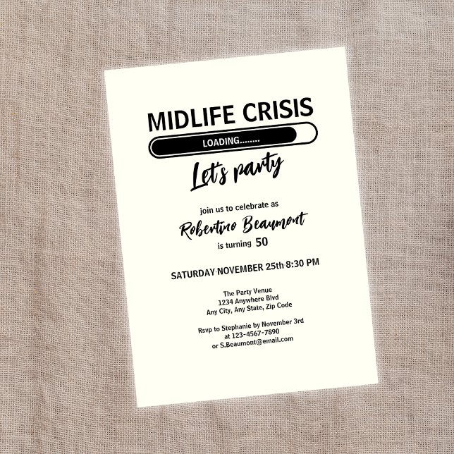 Simple Lunt Midlife Crisis, 50:e födelsedagen Inbjudningar (Skapare uppladdad)