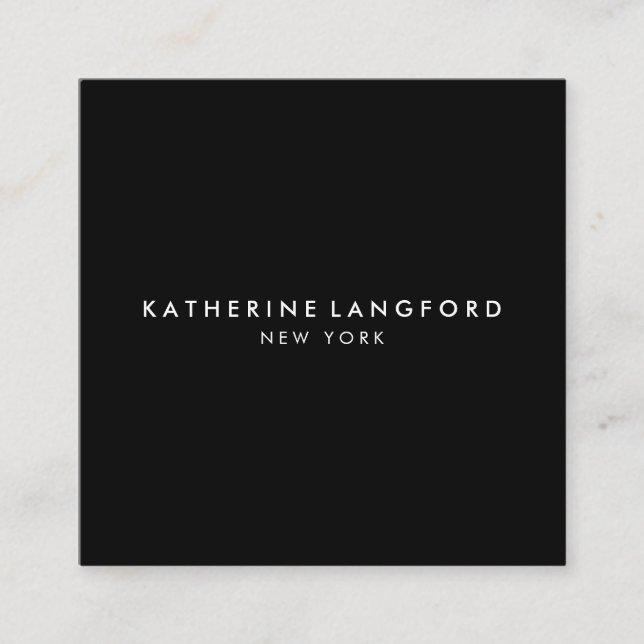 Simple Luxury Black & White Minimal Boutique Fyrkantigt Visitkort (Framsida)