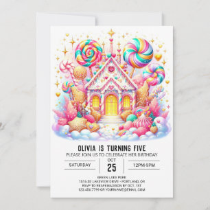 Simple Lycklig Candyland Digital Birthday Inbjudningar