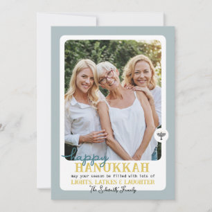Simple LYCKLIG HANNUKAH Menorah Photo Julkort