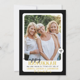 Simple LYCKLIG HANNUKAH Menorah Photo Julkort