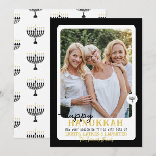 Simple LYCKLIG HANNUKAH Menorah Photo Julkort