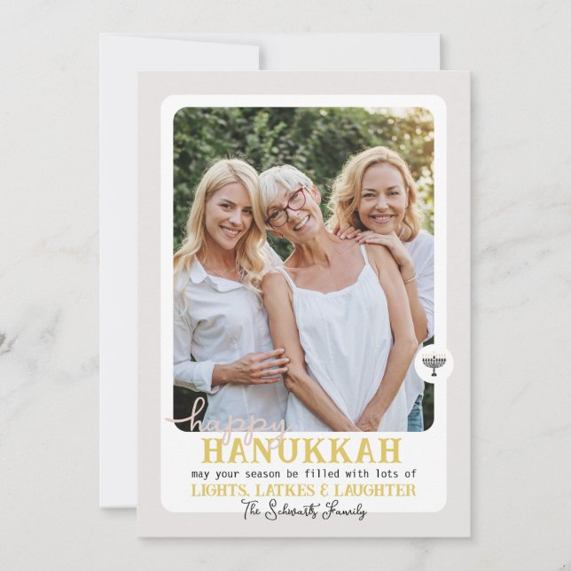 Simple LYCKLIG HANNUKAH Menorah Photo Julkort (Framsida)