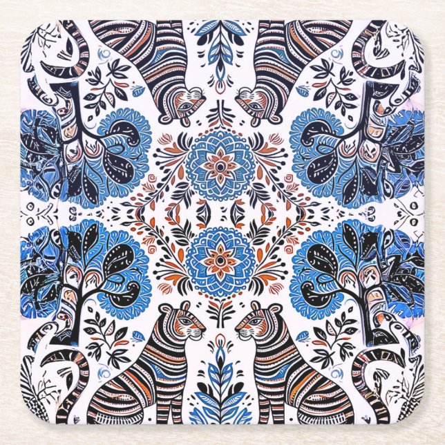 simple madhubani painting underlägg papper kvadrat (Framsidan)