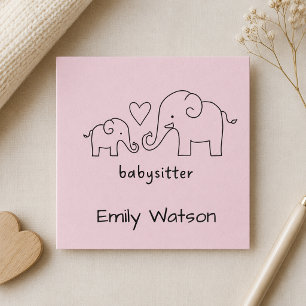 Simple Mama Baby Elefant Hjärt Barnvakt  Fyrkantigt Visitkort