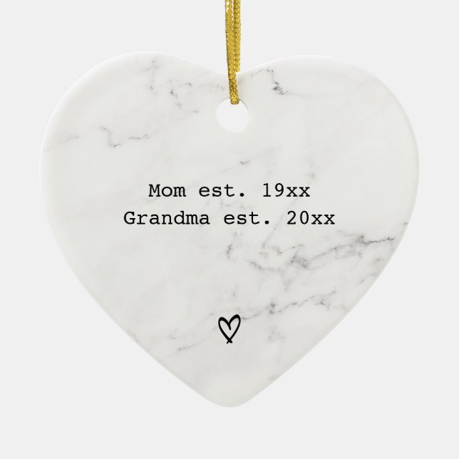Simple Mamma befordrad till Grandma Black White Ma Julgransprydnad Keramik (Framsidan)