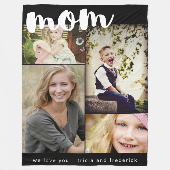 Simple Mamma Script Photo Collage Fleecefilt (Framsidan)