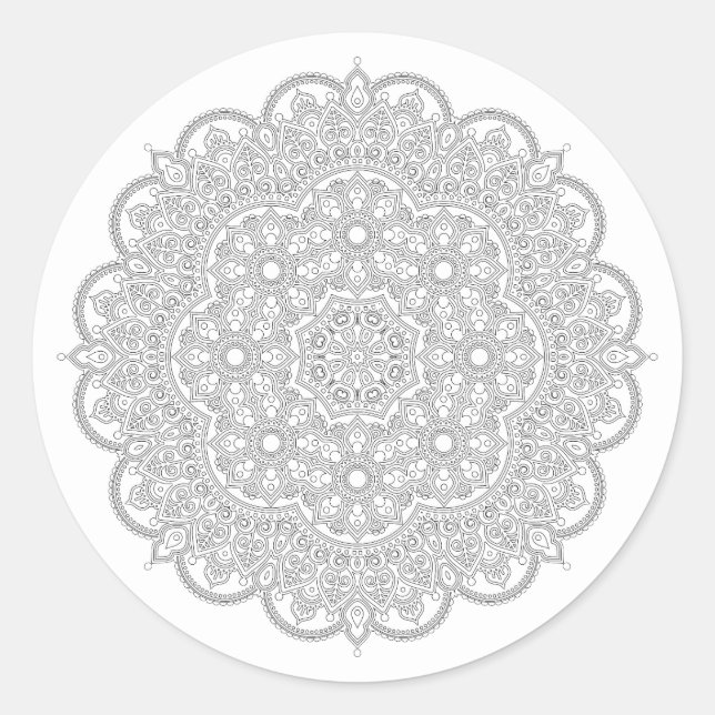 Simple Mandala Sticker Runt Klistermärke (Framsida)