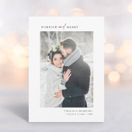 Simple Married and Merry Newlyweds Photo Julkort
