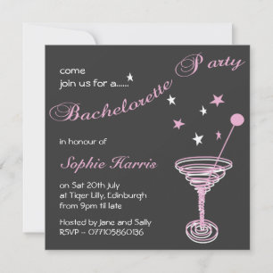 Simple Martini Swirl Bachelorette Party Inbjudningar