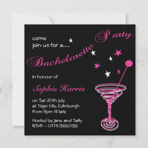 Simple Martini Swirl Bachelorette Party Inbjudningar