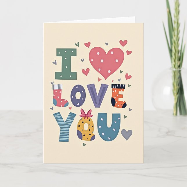 Simple Matte Polka Dot Love You Card Kort (Framsida)