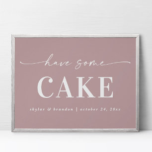 Simple Mauve har lite Cake Bröllop-tecken Poster