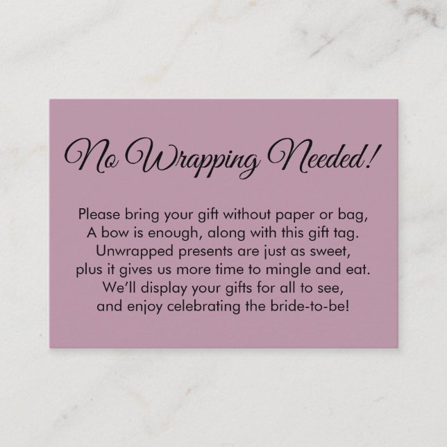 Simple Mauve No Wrapping Need Möhippa Tilläggskort (Framsida)
