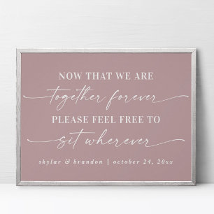 Simple Mauve Script Seating Bröllop Ceremony Sign Poster