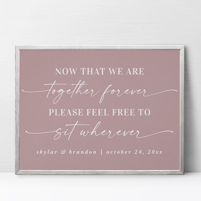 Simple Mauve Script Seating Bröllop Ceremony Sign Poster (Skapare uppladdad)