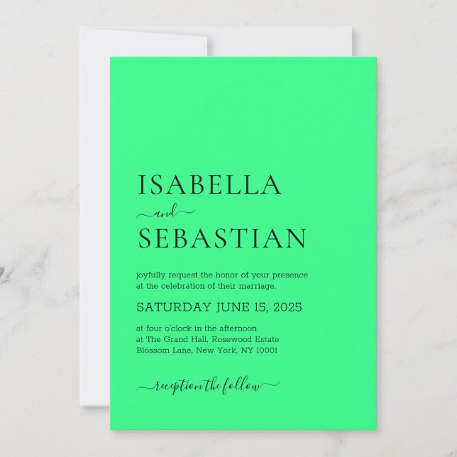 Simple Medium Spring Green Wedding Inbjudningar (Framsida)