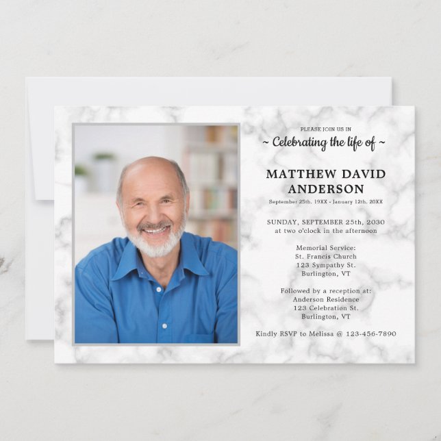 Simple Memorial Firande of Life Photo Funeral Inbjudningar (Framsida)