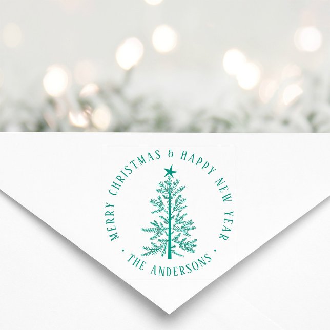 Simple Merry Christmas & Happy New Year Round  Stämpel (Skapare uppladdad)