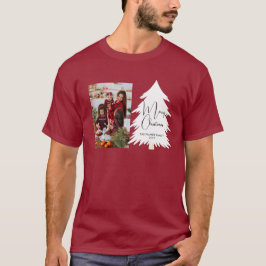 Simple Merry Christmas Pine Tree family photo T Shirt