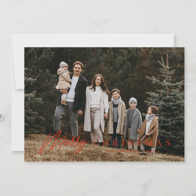 Simple Merry Script 3 Photo jul Julkort (Framsida)