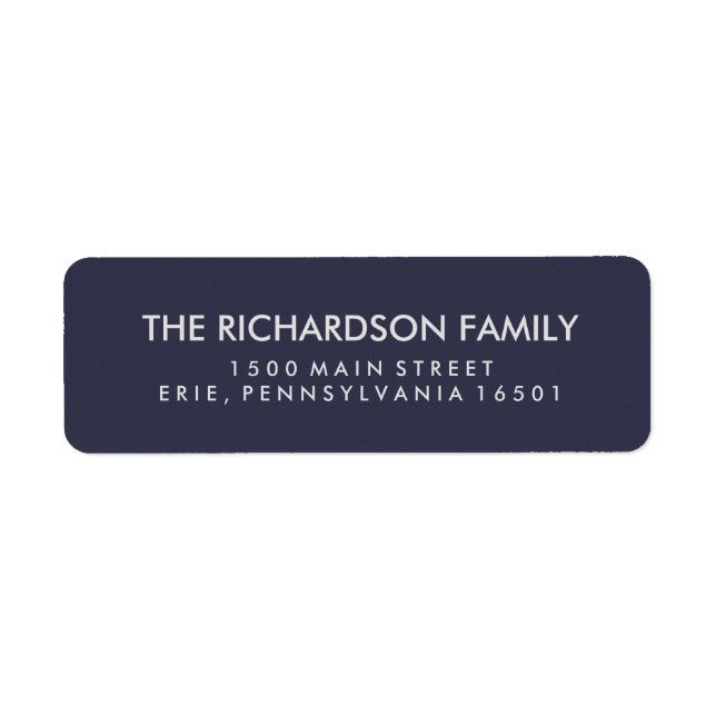 Simple Midnight Blue och Silver Returadress Etikett (Framsidan)