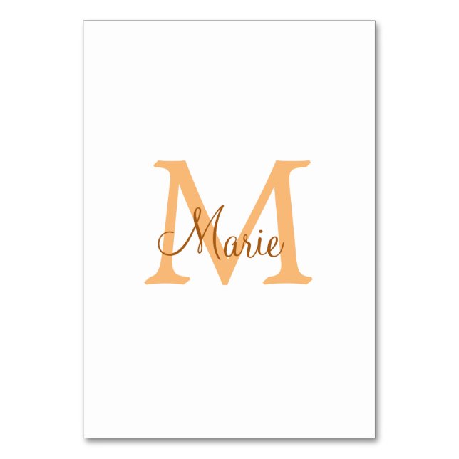 simple minimal add name monogram orange brown  thr bordsnummer (Framsidan)