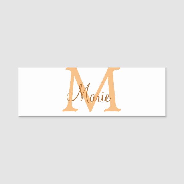 simple minimal add name monogram orange brown  thr namnbricka (Framsida)