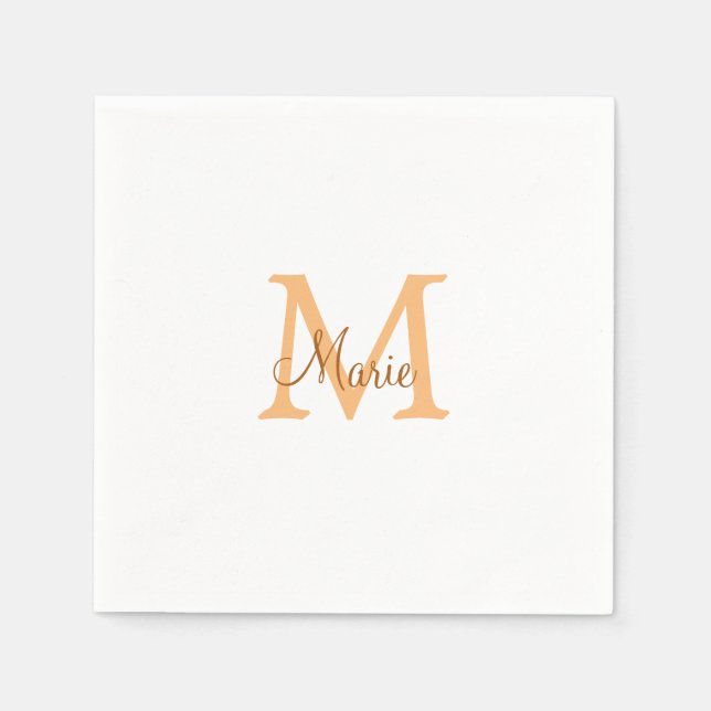 simple minimal add name monogram orange brown  thr pappersservett (Framsidan)