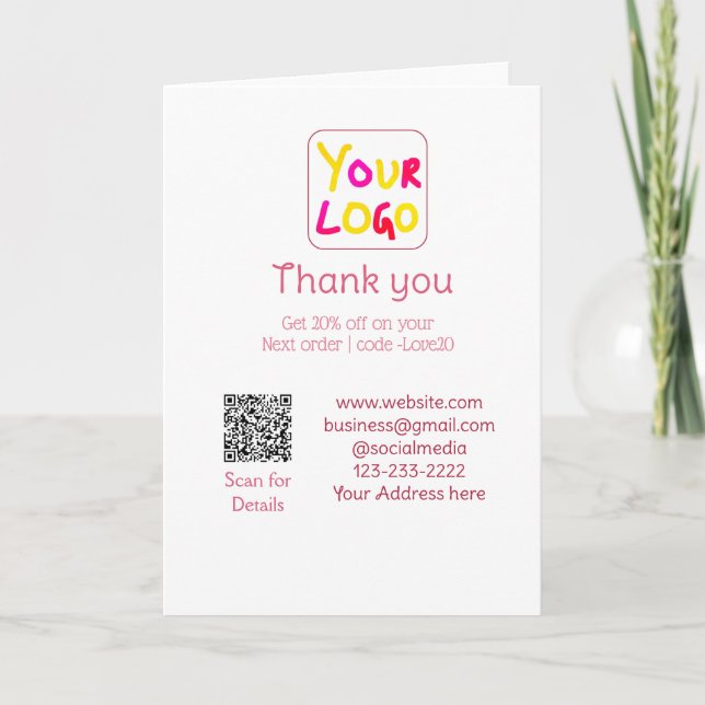 simple minimal add your logo/design here text Q R Kort (Framsida)