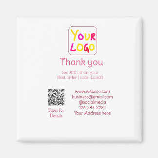 simple minimal add your logo/design here text Q R Magnet