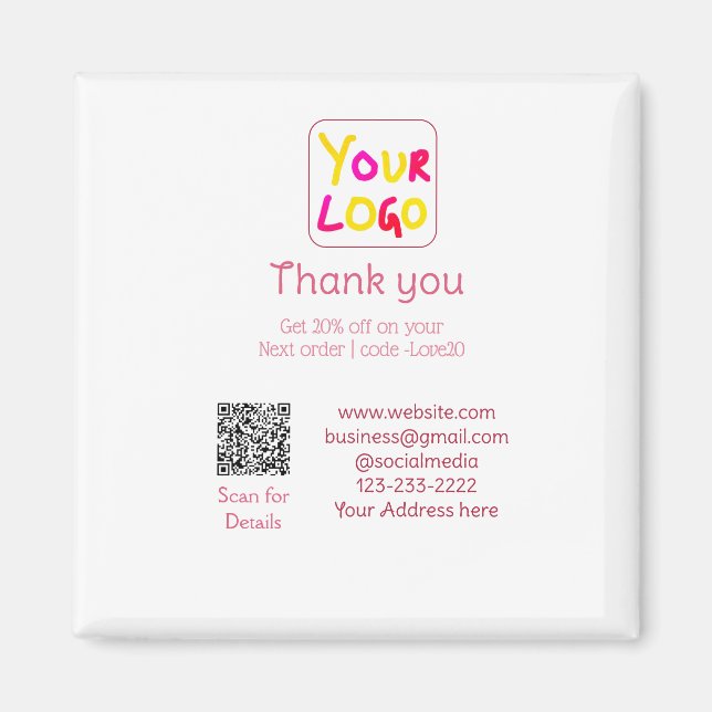 simple minimal add your logo/design here text Q R Magnet (Framsidan)