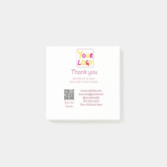 simple minimal add your logo/design here text Q R Post-it Block (Framsida)