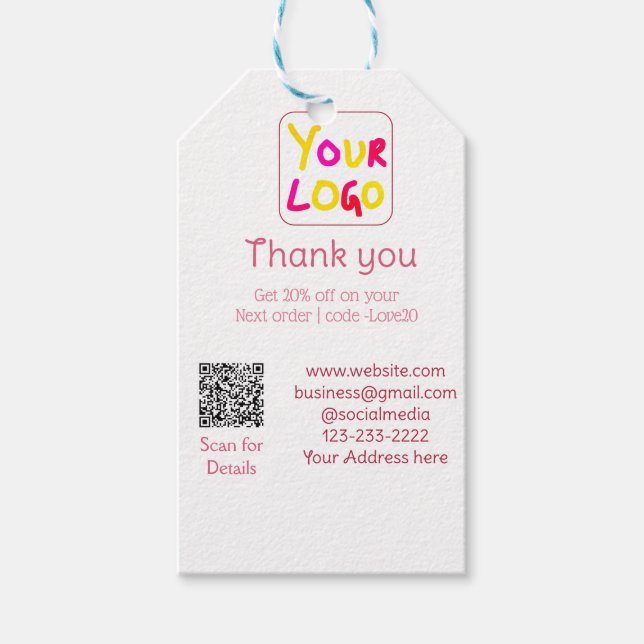 simple minimal add your logo/design here text Q R Presentetikett (Framsidan)