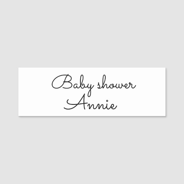 simple minimal add your name text baby shower thro namnbricka (Framsida)