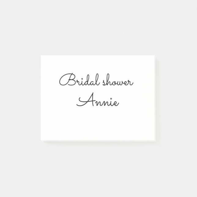 simple minimal add your name text bridal shower  t post-it block (Framsida)