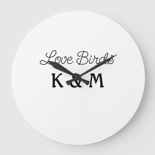 simple minimal add your name text love birds text  stor klocka (Framsida)