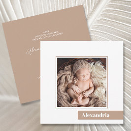Simple Minimal Baby Photo Birth Announcement Inbjudningar