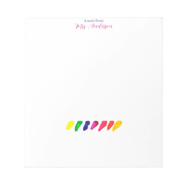 Simple Minimal Colored Kindergarten Teacher Anteckningsblock (Framsida)