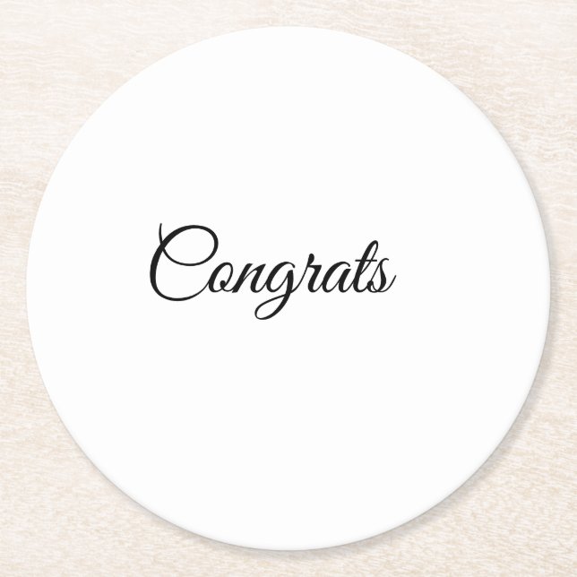 Simple minimal congratulations add your text name  underlägg papper rund (Framsidan)