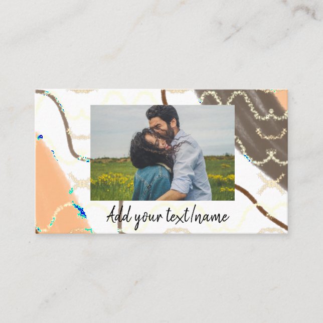 simple minimal customized name monogram couple  th visitkort (Framsida)