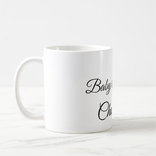 SIMPLE MINIMAL.CUTIE ADD NAME BABY baby shower Thr Kaffemugg (Vänster)