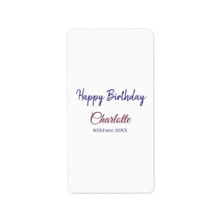 SIMPLE MINIMAL.CUTIE ADD NAME BABY happy birthday  Adressetikett