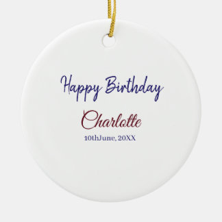 SIMPLE MINIMAL.CUTIE ADD NAME BABY happy birthday  Julgransprydnad Keramik