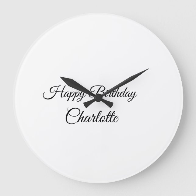 SIMPLE MINIMAL.CUTIE ADD NAME BABY happy birthday  Stor Klocka (Framsida)